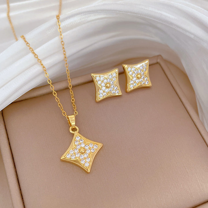 Flash Diamond Tassel Luxury Dress Accessories Dinner Clavicle Necklace Earring CN290