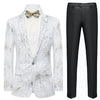 Men's Slim Fit Tuxedo Jacket Embroidery Sequin Jacket 2 Color CN453
