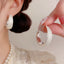 Retro Thick Silver Mixed Color Circle Earrings