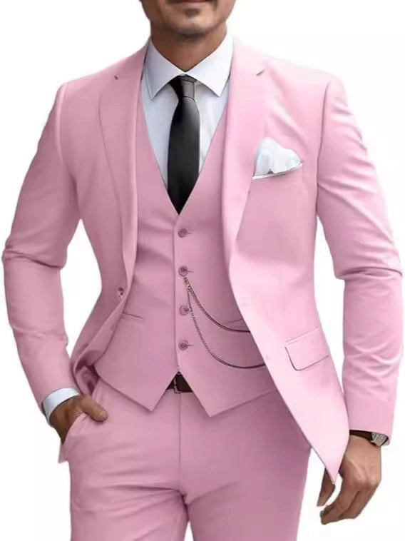 Classic 3 Piece Men's Suit with Regular Fit and Sophisticated Peak Lapel