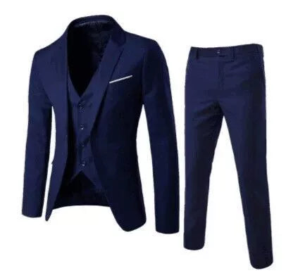 Casual Men's Suit Slim Fit Single Breasted 3 Piece Business Tuxedos