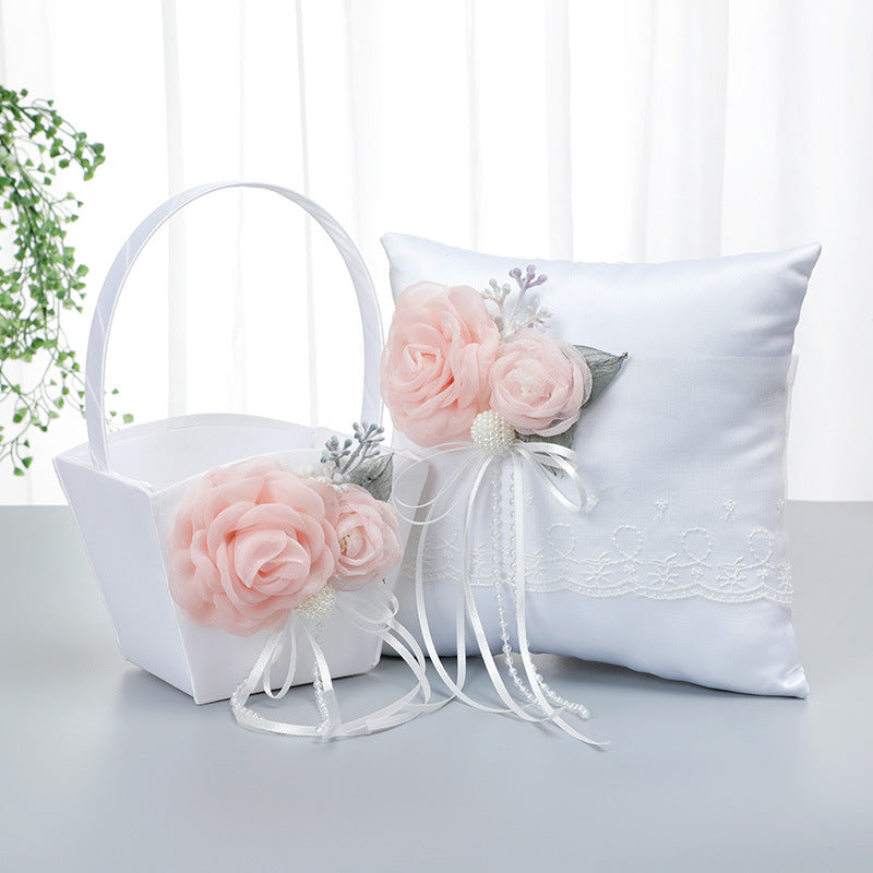 New Arrival Creative and Unique Portable Simulation Flower Decoration Wedding Ring Pillow, JZH-5944