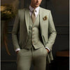 Sage Classic 3 Piece Men's Suit with Regular Fit and Sophisticated Peak Lapel