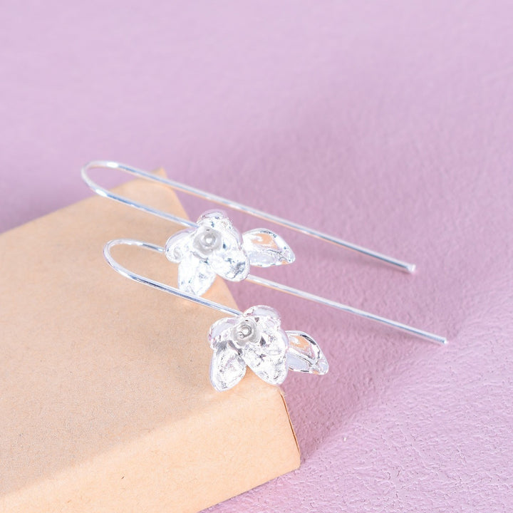 Gold Silver Flower Fresh Long Earrings CN22