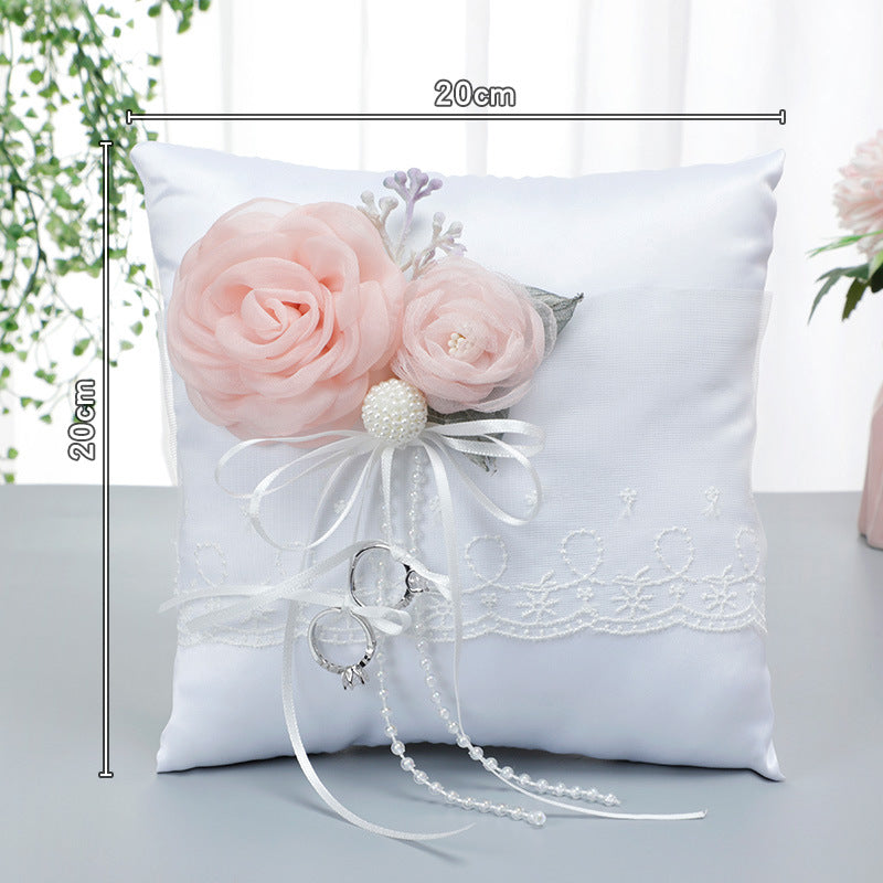 New Arrival Creative and Unique Portable Simulation Flower Decoration Wedding Ring Pillow, JZH-5944