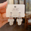S925 Silver Zircon Petal Tassel Earrings