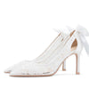 Elegant Tulle Wedding Shoes Thin Heels Bridal Shoes