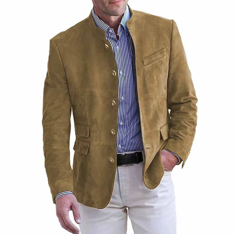 Casual Men's Suede Suit Jacket Set