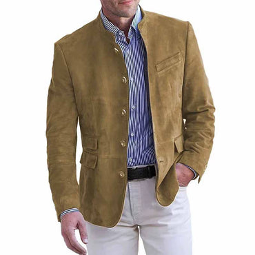 Casual Men's Suede Suit Jacket Set
