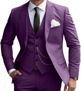 Classic 3 Piece Men's Suit with Regular Fit and Sophisticated Peak Lapel