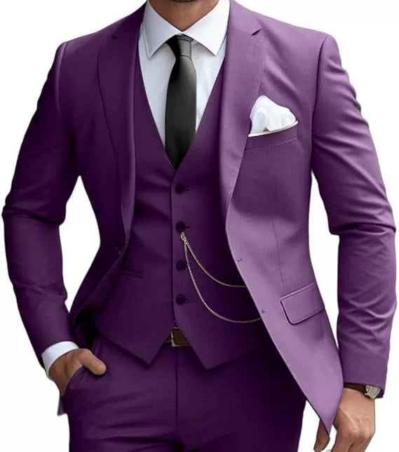 Classic 3 Piece Men's Suit with Regular Fit and Sophisticated Peak Lapel