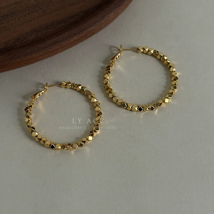 Classic Leather Metal Large Circle Earrings