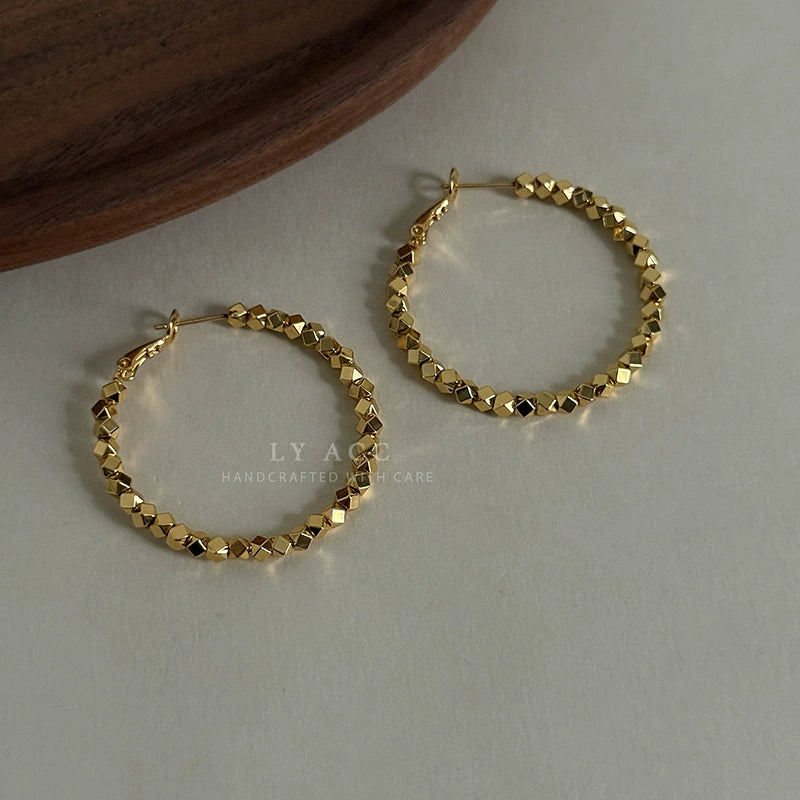 Classic Leather Metal Large Circle Earrings