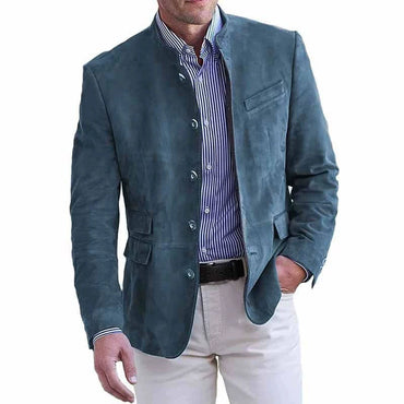 Casual Men's Suede Suit Jacket Set