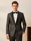 New Men's Plus-size Collar Suit 2 piece Single-row One-button Jacquard suit