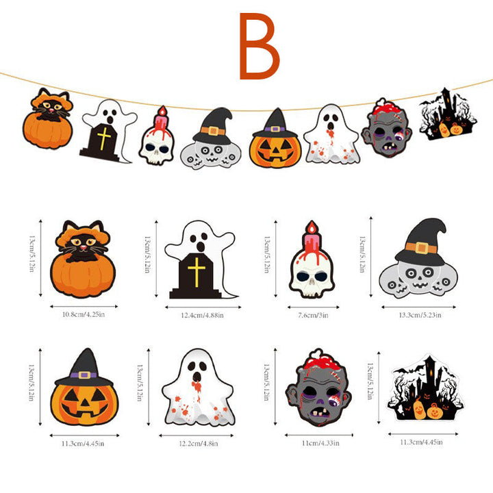 Halloween Garden Decoration Banner, Haunted House Party Decoration Supplies, Hanging Garlands