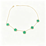 Elegant Green Flower Gold-plated Necklace