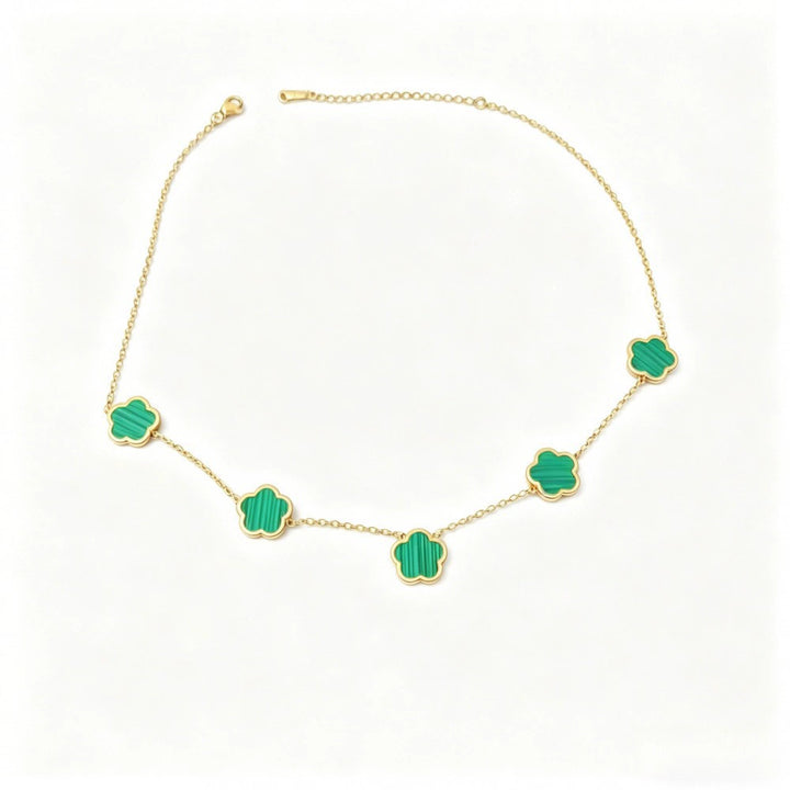 Elegant Green Flower Gold-plated Necklace