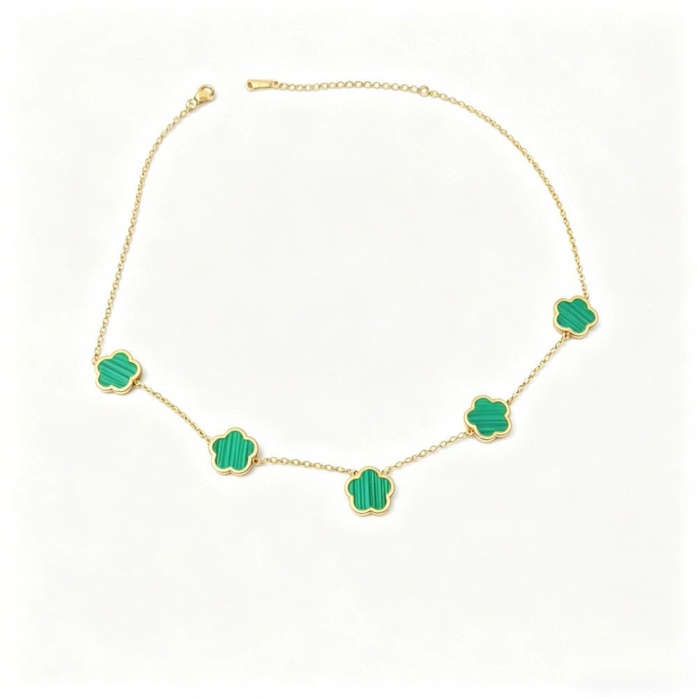 Elegant Green Flower Gold-plated Necklace