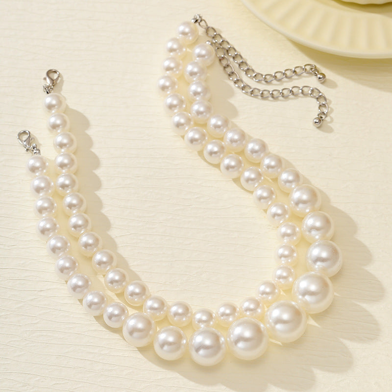 Exaggerated Pearl Choker Clavicle Chain Multi-layer Beaded Necklace CN44