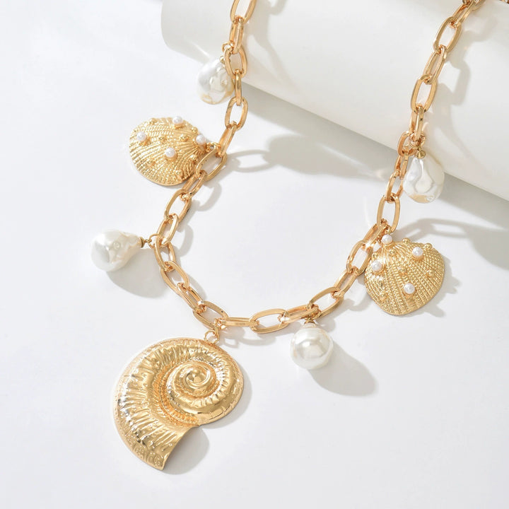 Bohemian Pearl & Shell Choker Necklace – Beachy Layering Piece