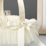 Creamy White Heart-Shaped Flower Basket With Bow Decoration, HL-5816