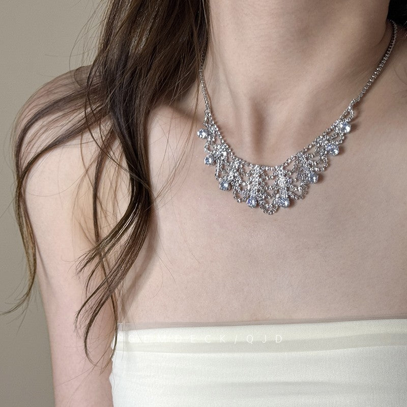 Flash Diamond Tassel Necklace Luxury Dress Accessories Dinner Clavicle Necklace CN88