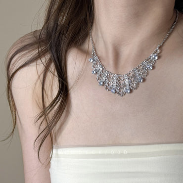 Flash Diamond Tassel Necklace Luxury Dress Accessories Dinner Clavicle Necklace CN88