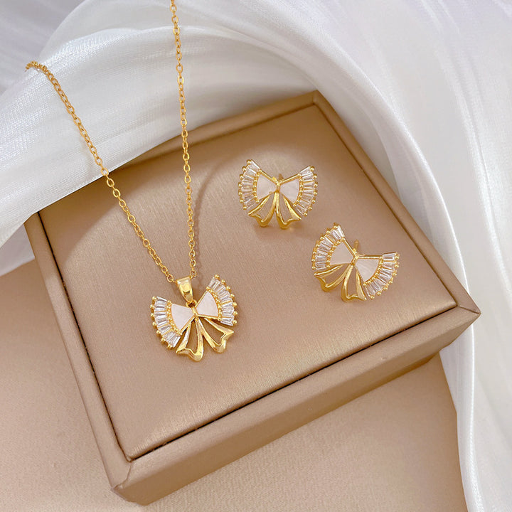 Flash Diamond Tassel Luxury Dress Accessories Dinner Clavicle Necklace Earring CN314