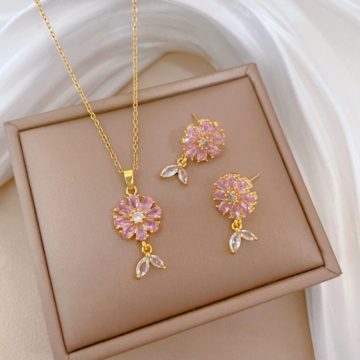 Flash Diamond Tassel Luxury Dress Accessories Dinner Clavicle Necklace Earring CN317