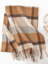 Thickened autumn and winter plaid 100% wool scarf atmosphere sense women's versatile fashion warm neck comfort shawl