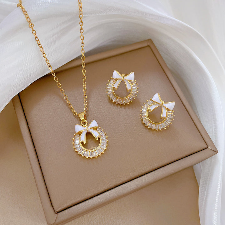 Flash Diamond Tassel Luxury Dress Accessories Dinner Clavicle Necklace Earring CN318