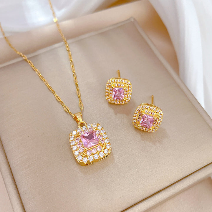 Flash Diamond Tassel Luxury Dress Accessories Dinner Clavicle Necklace Earring CN319