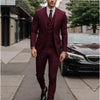 Burgundy Classic 3 Piece Men's Suit with Regular Fit and Sophisticated Peak Lapel
