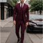 Burgundy Classic 3 Piece Men's Suit with Regular Fit and Sophisticated Peak Lapel