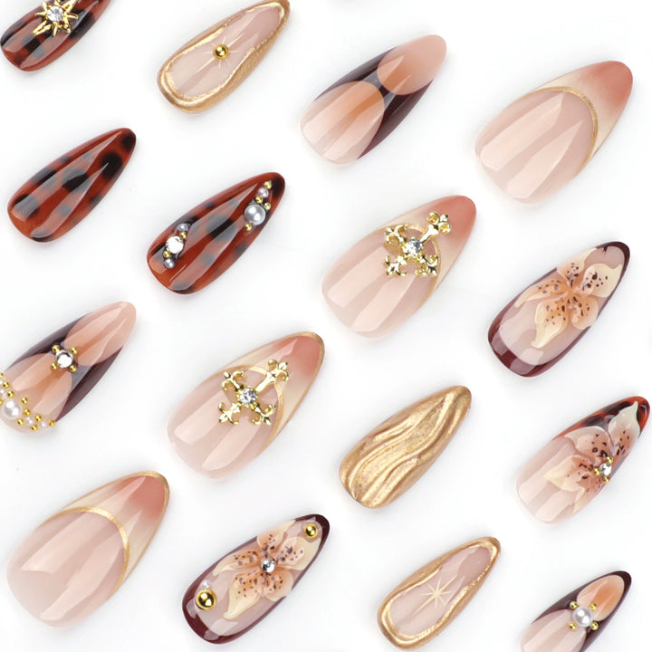 Rhinestone Fake Nails, False Nails Bling Wedding Press On Nails With Design For Women And Girls