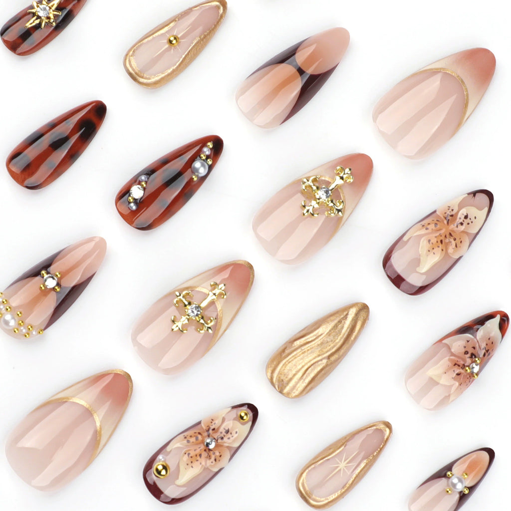 Rhinestone Fake Nails, False Nails Bling Wedding Press On Nails With Design For Women And Girls