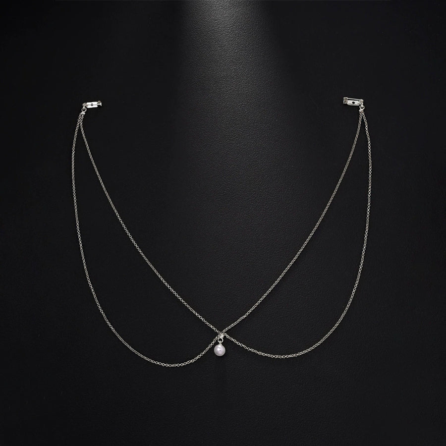 Bridal Wedding Pearl Necklace With Tassel Back Chain
