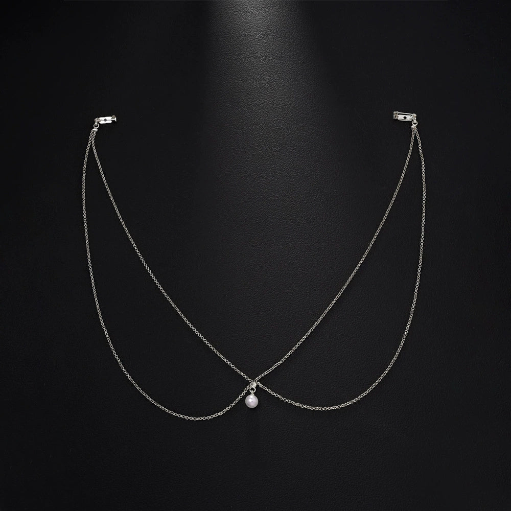 Bridal Wedding Pearl Necklace With Tassel Back Chain