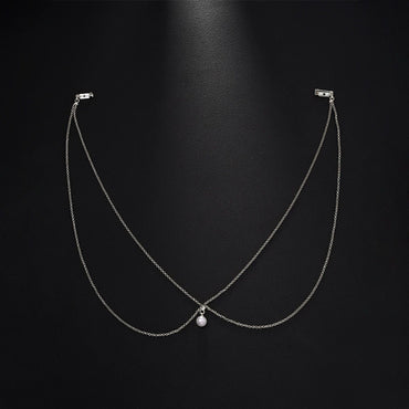 Bridal Wedding Pearl Necklace With Tassel Back Chain