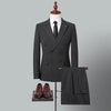 New Men's Grey Stripe Double-breasted 2 Piece Suit  for Business Wedding