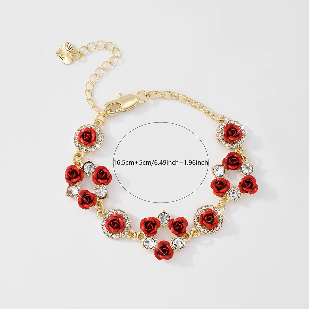 Vintage Jewelry Rose Blossom Burgundy Bracelet
