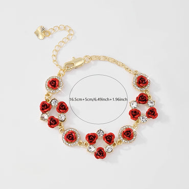 Vintage Jewelry Rose Blossom Burgundy Bracelet
