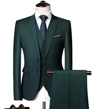 Classic 3 Piece Men's Suit with Regular Fit and Sophisticated Peak Lapel