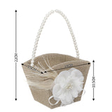 Linen/Satin Vintage Flower Girl Holding Flower Basket, HL-5743