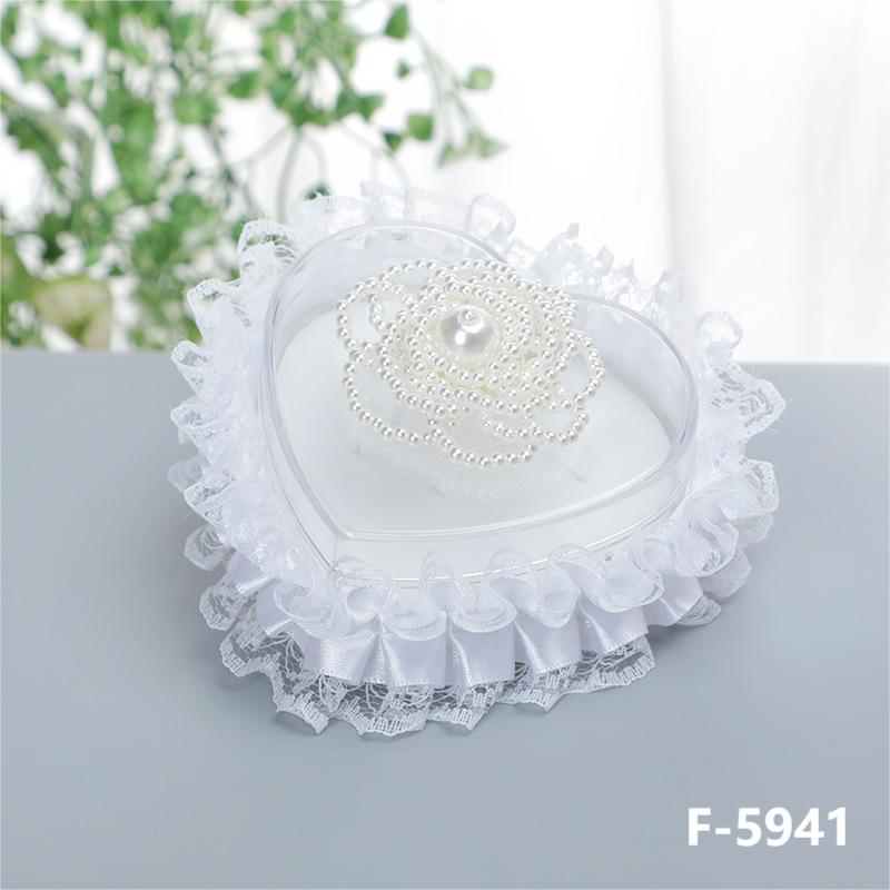 White Heart Shaped Mini Ring Box Wedding Ring Pillow For Bride and Groom, JZH-5935