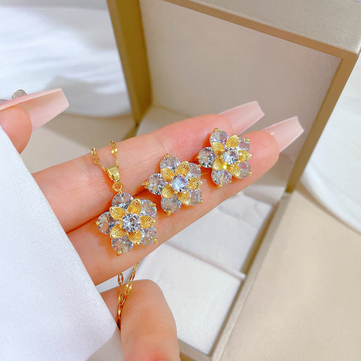 Flash Diamond Tassel Luxury Dress Accessories Dinner Clavicle Necklace Earring CN321