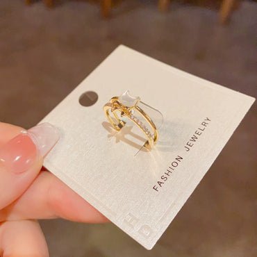 Cute Golden Kitten Bow Double layered Open Ring for Summer