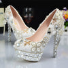 Women's Wedding Shoes Decorative Heel Wedding Heels Bridal Shoes With Beading WS0002