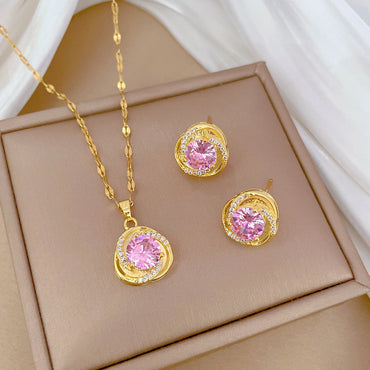 Flash Diamond Tassel Luxury Dress Accessories Dinner Clavicle Necklace Earring CN323